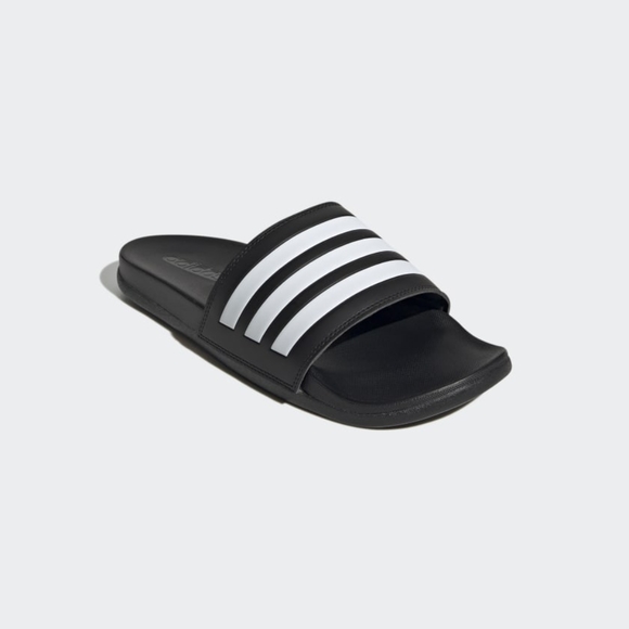 Adidas Adilette Comfort Slides- Black/White - Picture 2 of 8